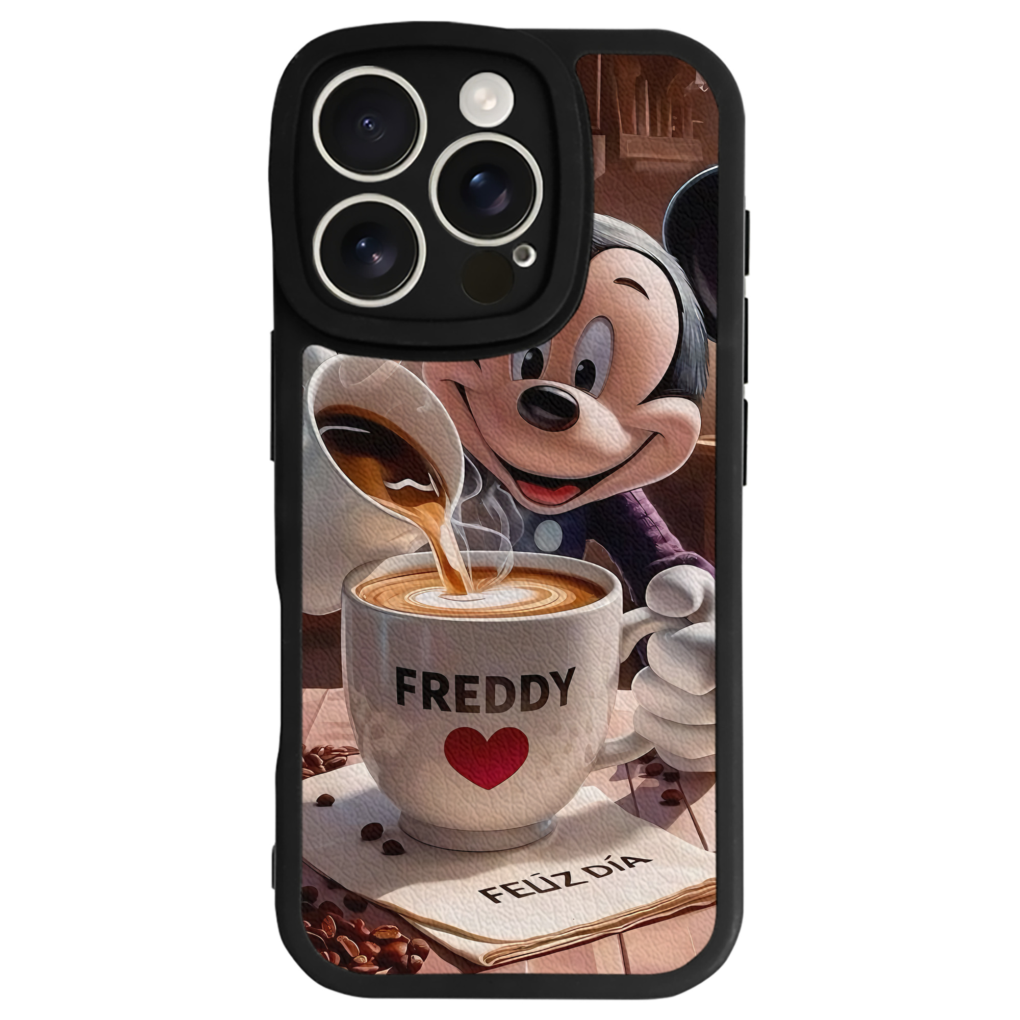 （画像用） ミッキーマウス Mickey Mouse 【iPhone 16シリーズ対応】シリコンスマホケース（レザー調） 材質：シリコン